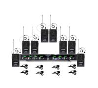 MUSYSIC 8-Channel Wireless UHF Microphone & Karaoke Machine Compatable with 300ft Range Frequency Headset- Podcast Equipment, Wireless Headset-Microfonos Inalambricos for Studio 8 pack-Frequency Set 1