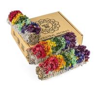 MUT22 3 White Sage + 7 Chakras for Burning, Purifying Herb and Harmony, 100% Natural Appian Sage, Ideal for Spiritual Cleansing and Energy Rituals