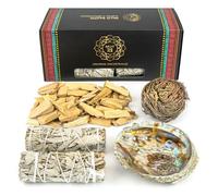 MUT22 Sahumerio Kit, Abalone Shell, Palo Santo Chips 200g, 2 White Sage and 1 Jericho Rose, Sahumerio Kit to Purify and Harmonize (Shell Kit 2)
