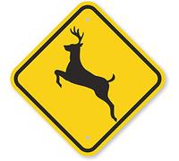 MUTCD # W11-3 Traffic Sign, Deer Crossing with Graphic, Black on Yellow