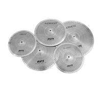 Mute Cymbal Set Low Volume Cymbal Pack Cymbal Set 14'Hi-hat+16"Crash+18'Crash+20"Ride 5 Pieces Silver Drummer Practice Cymbal