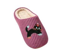 Mute Slippers For Womens Uk Closed Toe Slippers Womens | Ribbed Knit Upper Trim Decorative Sliders Bow Ornament Wide Toe Opening Slip-On Slides Flat Soft Footwear For Indoor Wear
