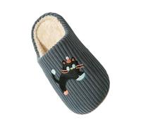 Mute Slippers For Womens Uk Closed Toe Slippers Womens | Ribbed Knit Upper Trim Decorative Sliders Bow Ornament Wide Toe Opening Slip-On Slides Flat Soft Footwear For Indoor Wear