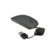 Mute Telescopic Mouse, Computer Mouse Silent Mouse Mini Mouse Wire Mouse USB Mouse Little Mouse With Retractable Cable For Computer Laptop Notebook (Black)