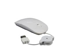 Mute Telescopic Mouse, Computer Mouse Silent Mouse Mini Mouse Wire Mouse USB Mouse Little Mouse With Retractable Cable For Computer Laptop Notebook (White)