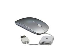 Mute Telescopic Mouse, Computer Mouse Silent Mouse Mini Mouse Wire Mouse USB Mouse Little Mouse With Retractable Cable For Computer Laptop Notebook (Silver)