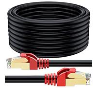 MutecPower 30m CAT 7 Outdoor waterproof Direct Burial RJ45 Ethernet Network Cable - SFTP - 600 Mhz - Black 30 meter with Cable Ties & Clips