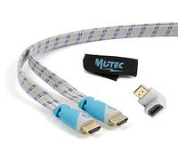MutecPower 5m High Speed FLAT HDMI cable with ethernet 1.4a - Supports 3D & Audio Return Channel - Full HD [Latest HDMI Version Available] 5 Meter + HDMI adapter + Cable tie