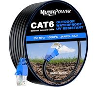 MutecPower 75m CAT6 Outdoor waterproof Direct Burial Ethernet Network Cable - UTP - CCA - 550 Mhz - Black 75 meter