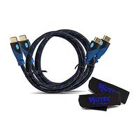 MutecPower PREMIUM Pack of 2 HDMI cables + 2 cable ties - 2 meter - Blue braided - 2 pack 2M