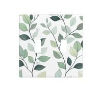 Muted Green Leaves Minimalist Botanical Double Gang Toggle Light Cover Wall Plate Switch Decor Standard Size - 11.4x11.4cm