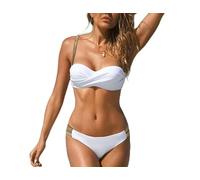 Muteiki Women Two Piece Push up Bikini Swimsuit Beach Female Bathing Suit Bikini Set Ladies Swimwear B/White/S