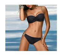 Muteiki Women Two Piece Push up Bikini Swimsuit Beach Female Bathing Suit Bikini Set Ladies Swimwear B/Black/M