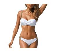 Muteiki Women Two Piece Push up Bikini Swimsuit Beach Female Bathing Suit Bikini Set Ladies Swimwear B/White/M