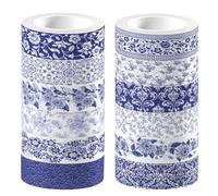 Muteitt 12 Pcs Blue and White Porcelain Washi Tapes Chinese Washi Tapes Scrapbooking Stickers for Craft Scrapbook Diy Gift Wrapping