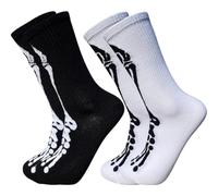 Muteitt 2 Pairs Halloween Socks Novelty Socks Casual Funny Spider Web Skeleton Printed Crew Socks for Men Women