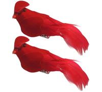 Muteitt 2 Pcs Artificial Feathered Cardinal Birds Ornament, Realistic Red Birds Decor for Home Christmas Party Decor Christmas Tree Ornaments