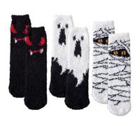 Muteitt 3 Pairs Women Warm Super Soft Plush Slipper Socks Halloween Sock Winter Fluffy Crew Socks Casual Home Sleeping Fuzzy Cozy Sock