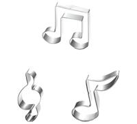 Muteitt 3 Pcs Music Note Cookie Cutters, Metal Music Note Fondant Mold Biscuit Cutters Musical Biscuit Molds for DIY Baking