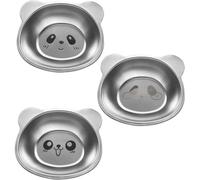 Muteitt 3 Pcs Stainless Steel Bowls, Cute Bear Kids Feeding Bowls Snacks Bowls, Unbreakable Soup Bowls Salad Bowls Metal Serving Dishes for Rice, Noodle