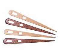 Muteitt 4 Pcs Nalbinding Needle with Large Two-eyed Wooden Handmade Binding Tool, Multipurpose Weaving Knitting Stitching Needles for Diy Craft Work