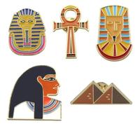 Muteitt 5 Pcs Ancient Egyptian Brooch Pins, Egypt Pharaoh Pyramid Lapel Pin Badge for Bag Clothes, Unique Egyptian Jewelry Gift