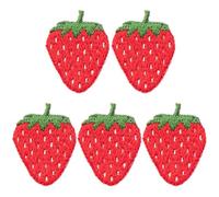 Muteitt 5 Pcs Cute Strawberry Iron on Patches for Clothes, Sew on Patches Heat Tranfers Embroidered Appliques for Pants Bags Backpacks Repair Decor