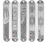 Muteitt 5 Pcs Jewish Mezuzah for Door, Metal Mezuzahs Door Accent Easy Installation Mezuzah Case Door Mezuzahs Jewish House Blessing Warming Gift