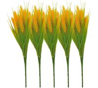 Muteitt 5 Pcs Simulation Wheat Ears Artificial Plant Fake Dried Wheat Grass Bundle for Farmhouse Diy Home Wedding Party Valentine's Day Decor