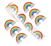 Muteitt 500 Pcs Glitter Rainbow Stickers Self-Adhesive Rainbow Stickers Holiday Decorative Envelopes Seals Label Decals for Invitation Greeting Card Gifts