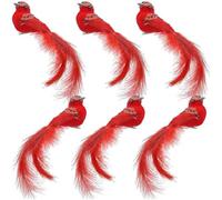 Muteitt 6 Pcs Artificial Feathered Cardinal Birds Ornament, Realistic Red Birds Decor for Home Christmas Party Decor Christmas Tree Ornaments