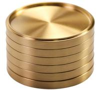 Muteitt 6 Pcs Copper Tea Cushion Brass Cup Mat Food Serving Tray Home Candle Plate Tables Centerpieces Decoration for Kitchen