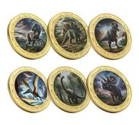 Muteitt 6 Pcs Dinosaur Challenge Coin Dinosaur Animal Art Collection Craft Ancient Dinosaur Collectible Coins Set Souvenir Coin