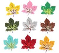Muteitt 9 Pcs Colorful Maple Leaves Embroidery Patches Iron on Patches Sew on Applique Patch Autumn Fall Leaf Appliques for Clothes Jackets Dress Hat