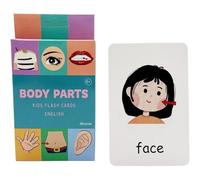 Muteitt Body Parts Flash Cards Kids Cognition Card Shape Body Parts Teaching Card English Learning Word Card Education Toy for Baby
