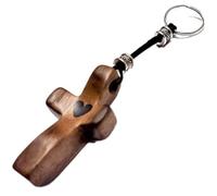 Muteitt Cross Keychain, Cross My Heart From the Holy Land, Jesus Wooden Cross Heart Keychain, Holding Cross Keyrings Jesus Gifts