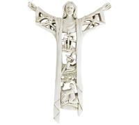 Muteitt Crucifix Wall Cross Jesus Statues, Handmade Hollow Out Catholic Prayer Cross 1st Holy Communion Christening Gifts Home Wall Decor