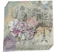 Muteitt French Rose Paper Napkins, 20 Pcs Vintage Floral Tissue for Tea Party, Bridal Shower, Wedding Birthday Party