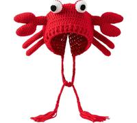 Muteitt Funny Crab Hat Cute Crab Beanie Cap Knitted Hat Cartoon Animal Warm Ear Protection Hat Halloween Party Costume Props