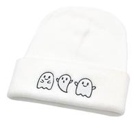Muteitt Halloween Beanie Hats for Men Women, Luminous Ghost Skull Cap, Funny Halloween Stretchy Soft Warm Winter Knit Hat Hip Hop Hat