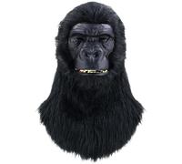 Muteitt Halloween Black Gorilla Mask Movable Mouth, Moving Jaw Animal Chimp Mask Costume for Halloween Festival Party Costume