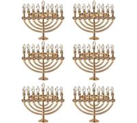 Muteitt Hanukkah Napkin Rings, 6 Pcs Rhinestone Candles Shaped Napkin Holders Jewish Chanukah Party Serviette Holder for Holiday Party Decoration