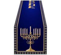 Muteitt Happy Hanukkah Table Runner Jewish Menorah Chanukah Festival Table Decoration Kitchen Dinning Room Decoration