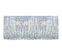 Muteitt Iridescent Table Skirt, Metallic Foil Fringe Tinsel Table Skirts, Rainbow Table Skirt Iridescent Party Decorations for Birthday Wedding Holiday