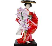 Muteitt Japanese Geisha Kimono Doll Asian Geisha Resin Miniature Figurines Sculpture Traditional Maiko Doll for Desktop Ornaments