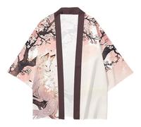 Muteitt Japanese Kimono Jacket Seven Sleeve Open Front Cardigan Coat Japanese Style Bathrobe Adult Lightweight Yukata Outwear