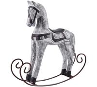 Muteitt Nordic Style Wooden Rocking Horse Ornaments Hand-painted Carved Animal Statue Decorative Table Desktop Decoration