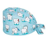 Muteitt Scrub Cap, Dental Caps for Women Men Adjustable Dentist Surgical Cap Elastic Nursing Cap Teeth Pattern Working Hat Nurse Dental Scrub Caps