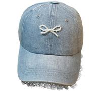 Muteitt Vintage Denim Baseball Cap Cute Bowknot Lace Casual Hat Hip Hop Hat Summer Sun Protection Beach Hat Adjustable Snapback Cap for Outdoor Sports