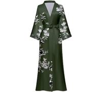 Muteitt Women's Long Kimono Robe Satin Sleepwear Floral Patterned Silky Kimono Nightgown Bathrobe Kimono Sleepwear Loungewear Bridesmaid Robes